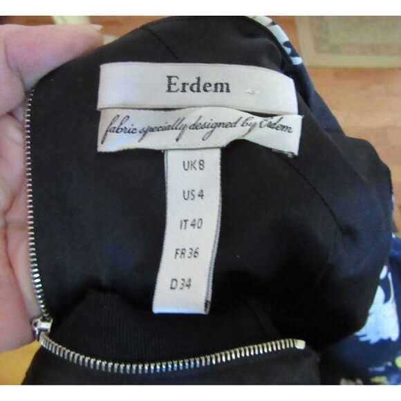 Erdem England Black Floral Sleeveless Fitted Dress Size 4 - Picture 6 of 6